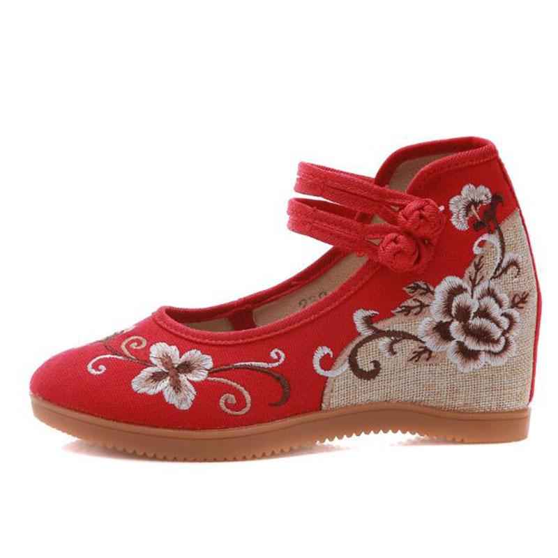 Comemore 2025 High Heels Women Pumps Wedges Ethnic Embroider Chinese Shoes Woman Spring Casual Mary Janes Women's Summer Sandals