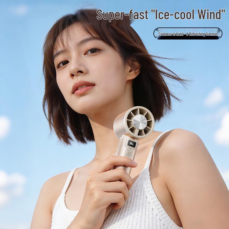 2026 High-Speed Portable Aluminum Alloy Handheld Cooling Fan with Ice Pack