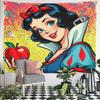 Landscape Wall Tapestry Pop-Art Snow White Holding Red Apple, Halftone Dots Retro, Wide Decor for Adult Fan Collector