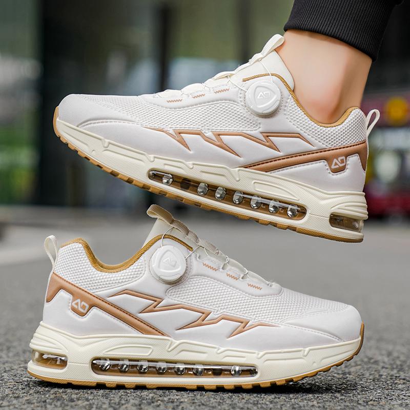 New Men's Breathable Mesh Sports Shoes Autumn Outdoor Leisure Running Hiking Shoes Convenient Button Rotating Design