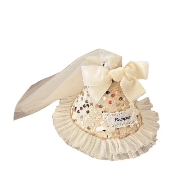 Sweet Netted Ribbon Bow Sequin Hat Hairpin, Quirky Atmosphere-themed Duckbill Hairpin Hair Accessory