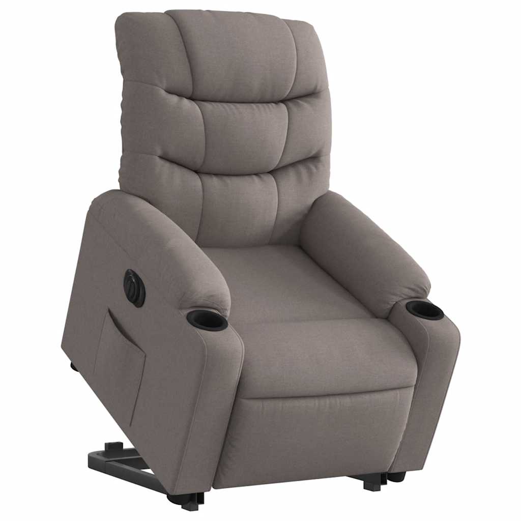 Electric Recliner Chair with Rising Function Taupe Fabric