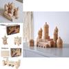 Wooden Early Education Castle Building Blocks For Kids With Natural Finish For Cognitive Development
