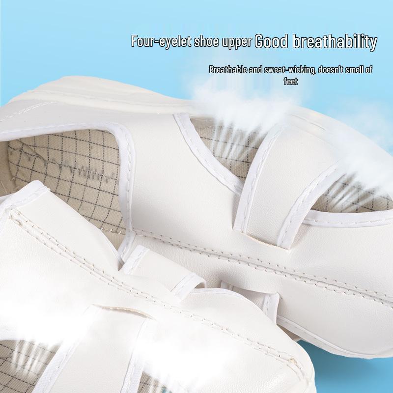 Leather Anti-Static, Non-Slip Work Shoes: Acid & Alkali Resistant, Comfortable, Easy On/Off for Dust-Free Workshops