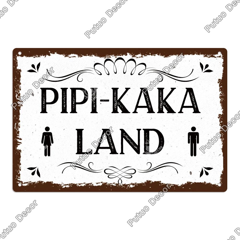 Putuo Decor Restroom Retro Tin Sign Vintage Bathroom Plaque Metal Plates Wall Art Posters Decoration for Toilet Iron Paintings