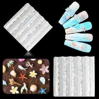 1pcs Sea Shell Starfish Goldfish Koi Fish 3d Acrylic Nail Mold Summer Sea Coral Flower Butterfly Diy Silicone Mold Nail Art Mold