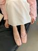 French literary pearl Mary Jane shoes women's cross belt shallow mouth flat bottom small leather shoes one pedal single shoes