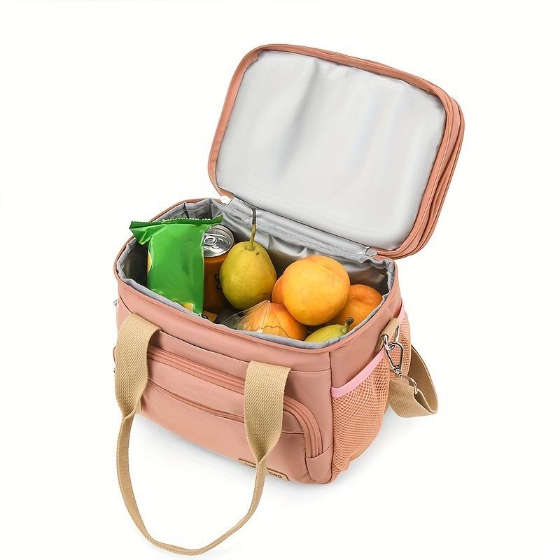 Dubbellagers isolerad lunchväska, stor kapacitet, bärbar, isväska med läckagesäker design, tygkasse av Oxford-tyg för picknick och utomhusbruk