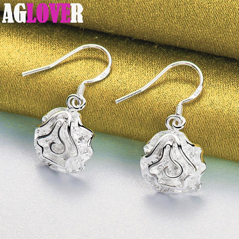 Bijuterii cercei cu flori de trandafir din argint 925