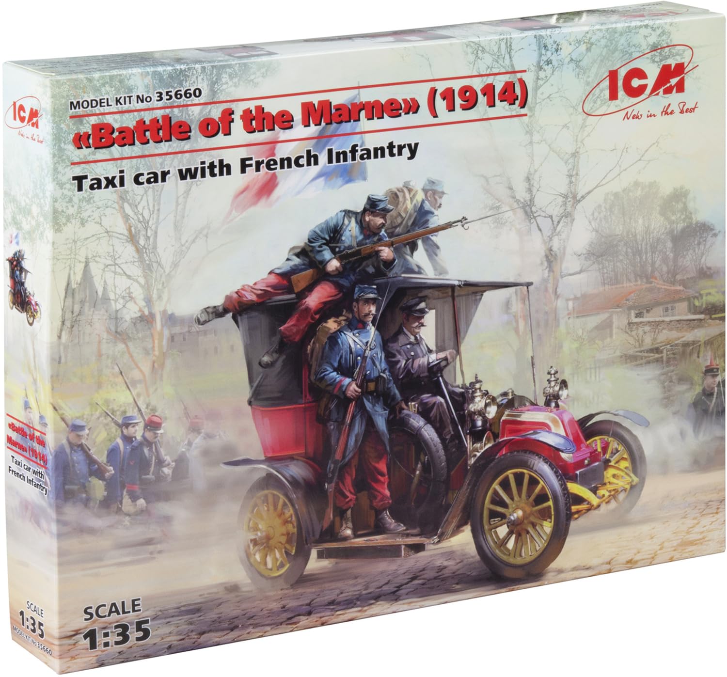 

ICM 1/35 French Army Renault Taxi with French Infantry 1914 Battle of the Marne Plastic Model Kit 35660