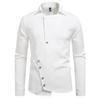 Men's Casual Solid-color Long-sleeved Shirt, Men's Slanted Front Button-down Lapel Shirt