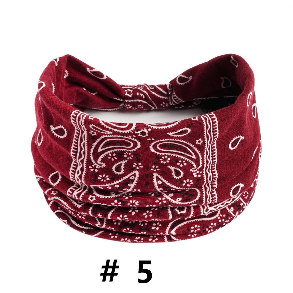 Cashew Print Headbands for Women Wide Boho Turban Headwrap Cotton Knot Elastic Hairbands Bandeau Sport Workout Hair Accessories