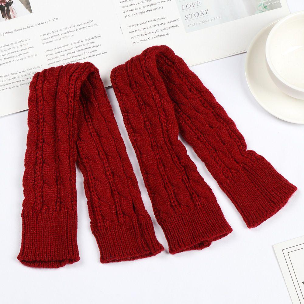 Fashion Autumn Winter Spring Warm Women Ladies Girl Solid Gloves Arm Warmer Long Fingerless Xmas Knitting Wool Mittens