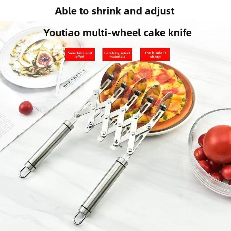 Stainless Steel Multiwheel Youtiao Cutter With Pizza And Pastry Blade For Kitchen Use
