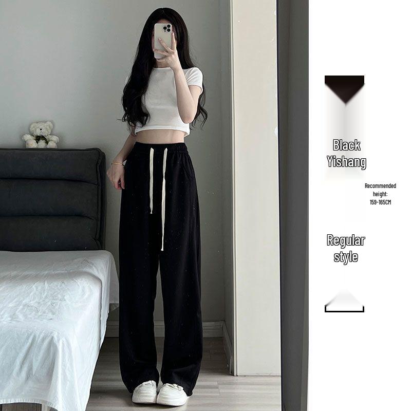 2025 New High-Waisted White Wide-Leg Casual Slimming Petite Sweatpants for Women
