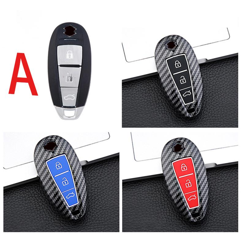 Abs Carbon Car Smart Key Cover Case Bag Protector Keychain For Suzuki Baleno Ertiga Ciaz Ignis Kizashi Swift Sx4 S-Cross Vitars