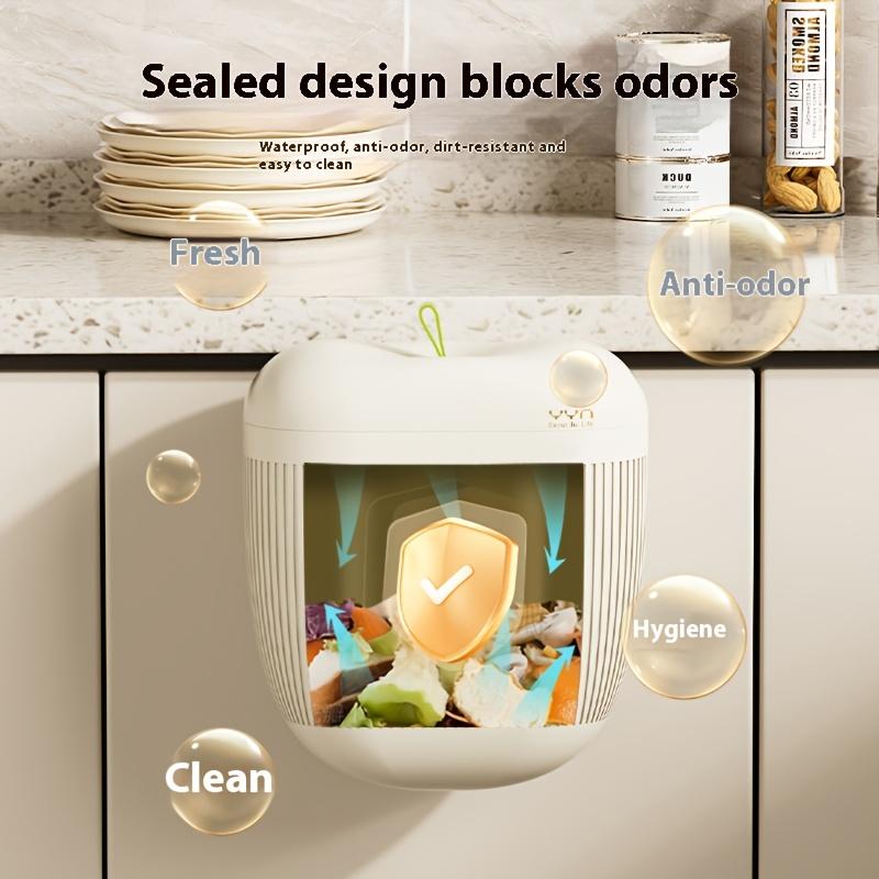 1pc Wall Mounted Trash Can with Pull Out Lid , No Drill Installation, Large Capacity Durable Plastic Bin for Kitchen , Bathroom