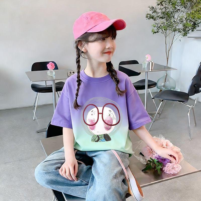 Girl's Cartoon 3D Printed Short Sleeved T-shirt Summer Cute Girl Sweet Top