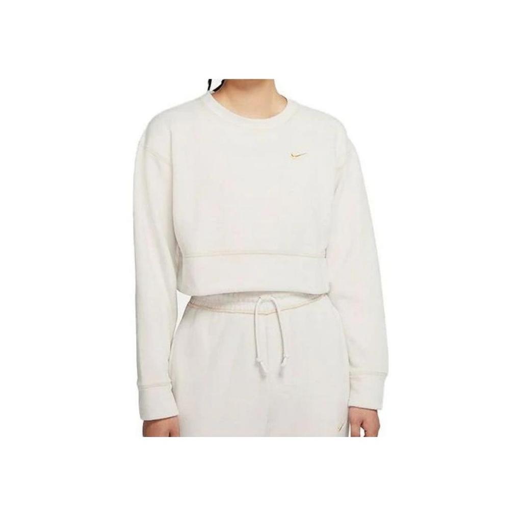 Nike Therma Icon Clash Cropped Long Sleeve Training Sweatshirt Women Tops Gold CU6094-104