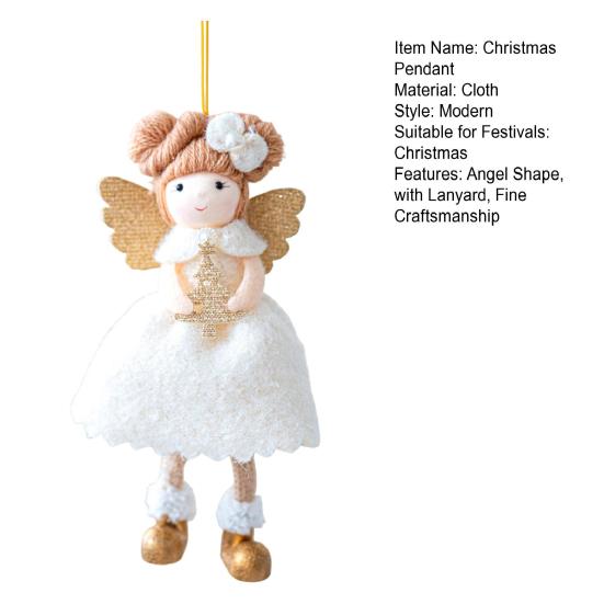 Christmas Angel Ornament Plush Felt Doll Festive Christmas Tree Decoration with Lanyard Holiday Spirit Hanging Pendant