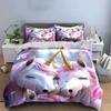 Unicorn Themed Decorative Set - Nursery Multiple Sizes Kid's and Adults' Bedroom Exquisite 3PC Bedding Set Gift