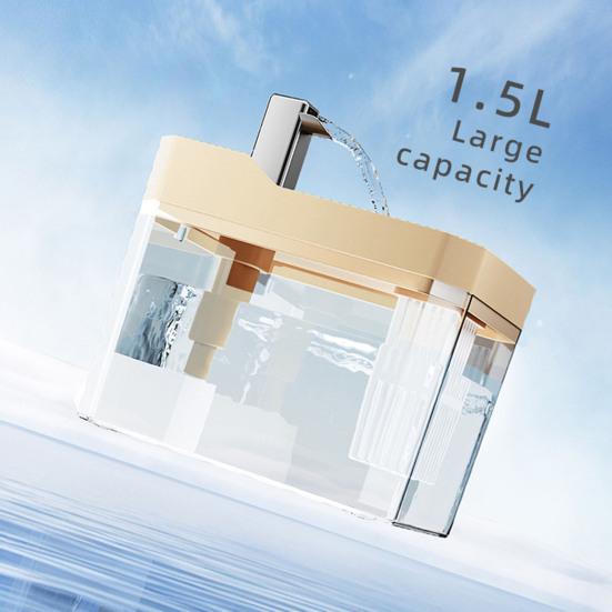 1,5 L transparentă fântână de apă pentru animale de companie automată pisică băutură dozator cu 3 filtru burete electric pentru animale de companie băutură bol pentru pisici câini de interior