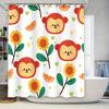 Cute Animal Shower Curtain with Sunflower Orange Fruit Print Waterproof Fabric for Bathroom Decor Available In Multiple Sizes