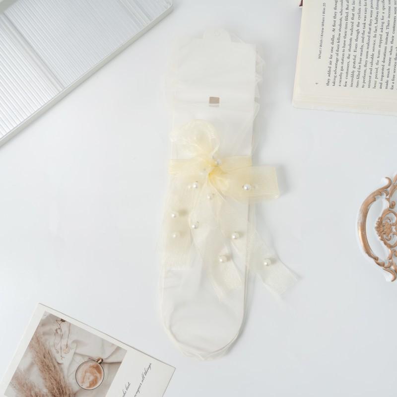 Calzini Estivi Sottili in Rete da Donna, Calzini Colorati Uni da Impilare, Calzini Fatati con Fiocco di Perle, Calzini Personalizzati Genitore-Figlio