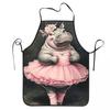 Retro Hippo Print Aprons Chef Baking Tablier Sleeveless Bib Kitchen Cleaning Pinafore for Women Men Painting