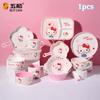 For Sanrio Hello Kitty Tableware Breakfast Rice Bowl Safe and Heat-Resistant Plate Cup Spoon Melamine Tableware for Cutlery Bowl