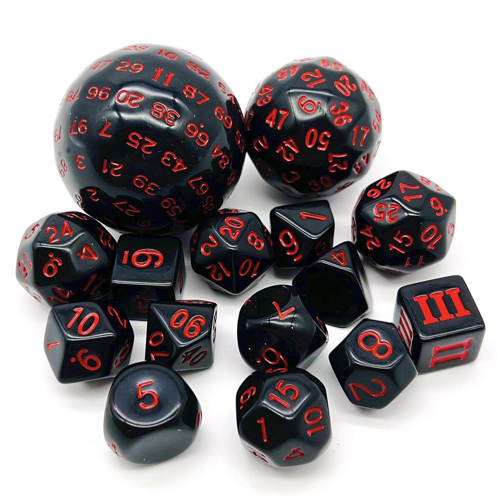 Polyhedral Dice Set, Game Dice Set Acrylic 15Pcs D4-D100 with Bag for DND Role Playing Game