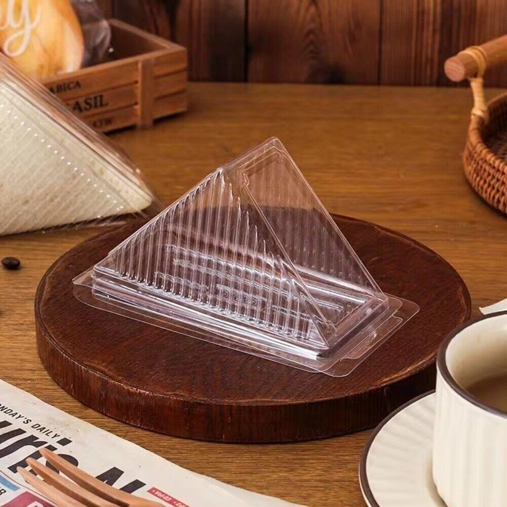 100Pcs with Lids Sandwich Triangle Case PET Wedge Boxes New Sandwich Packing Box  Kitchen