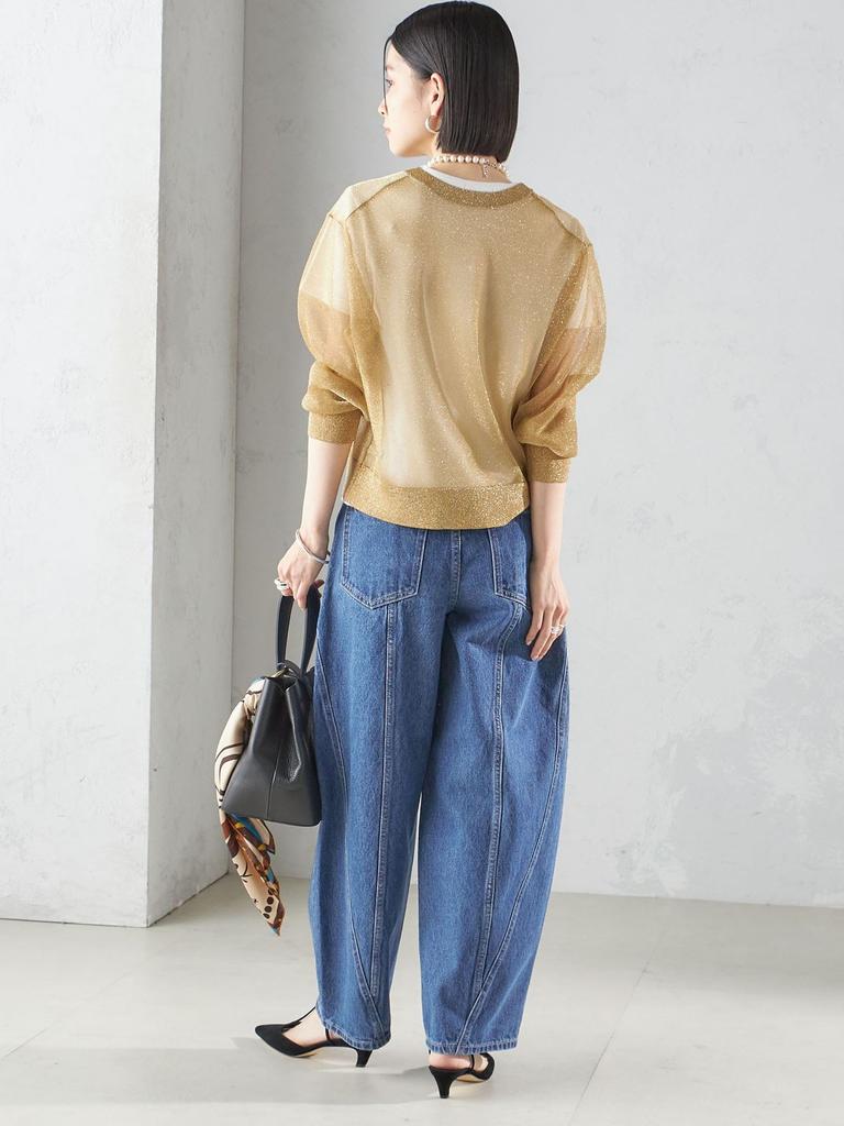 SHIPS for Italian Yarn Short One Size women's Lamé Cardigan, 316211017, Gold,