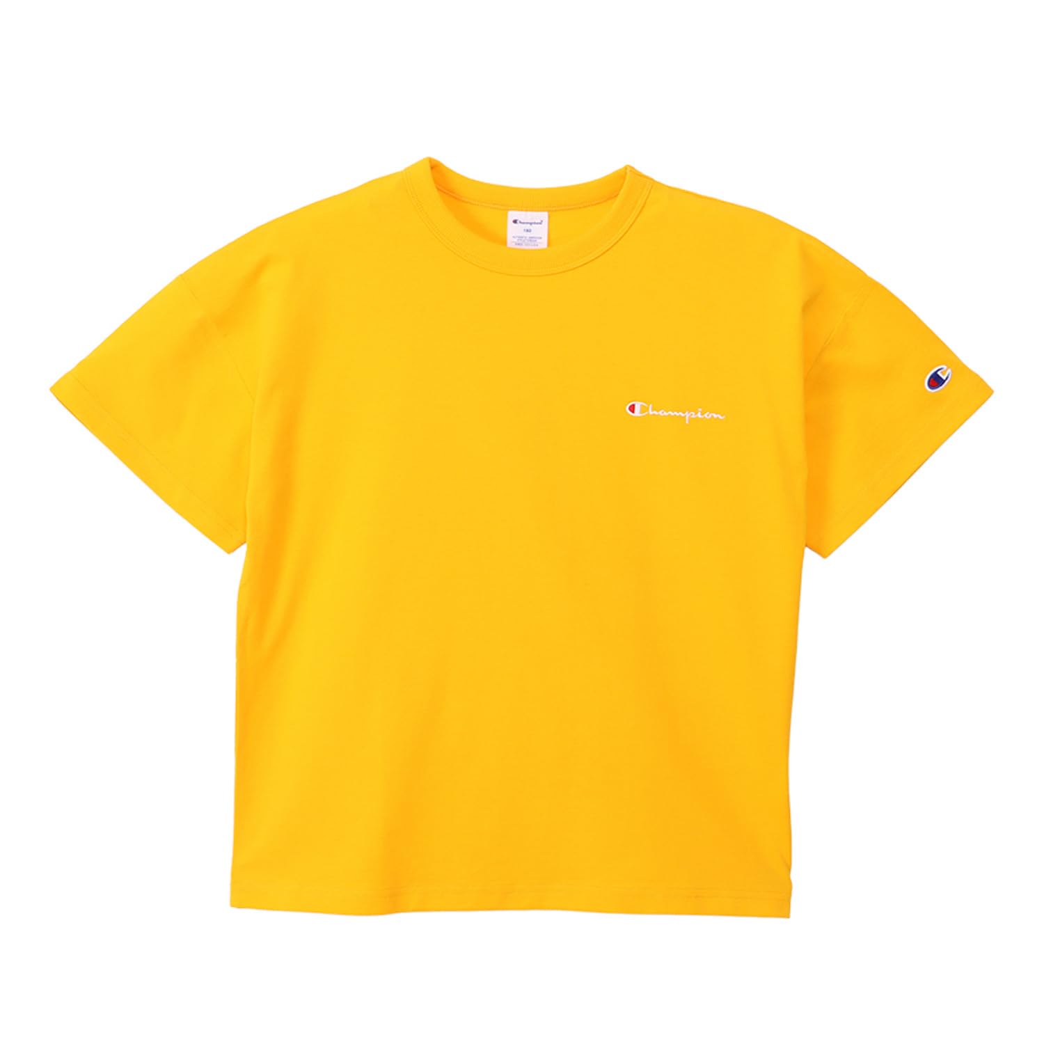 

Champion Short Sleeve Crew Neck Cotton USA Binder Neck Script Logo Embroidered Short Sleeve Size 160 Kids 100% T-Shirt, Basic, CK-Z304, Gold, золотой