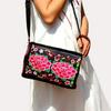 Flowers Embroidery Canvas Crossbody Bag for Women Messenger Bag Cellphone Pouch Purse Women's Small Shoulder Bags Crossbody Satchel