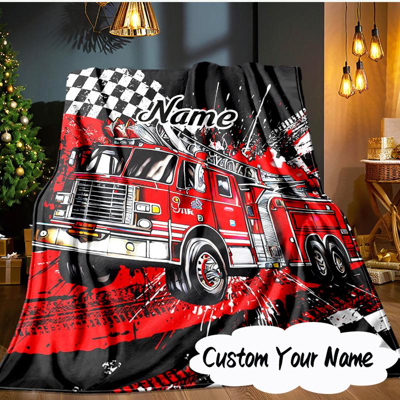 Custom Name Cartoon Excavator Blanket Ideal Bedding Blanket Perfect for Travel, Camping, Living Rooms, Offices, Sofas, Fan Christmas gift