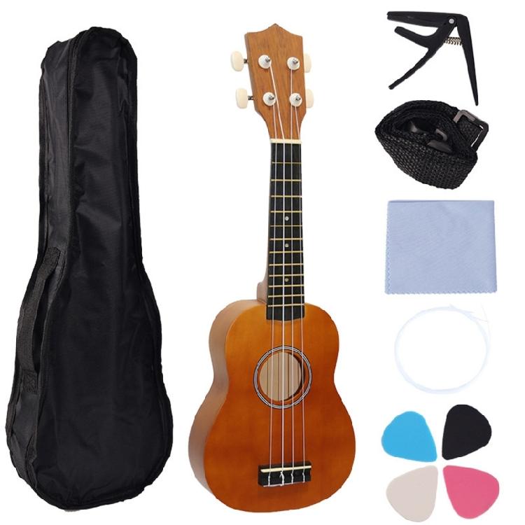 21Inch Ukulele Educational Musical Instrument Toy Acoustic Guitar Set Wood Texture for Music Classes and Home Practice