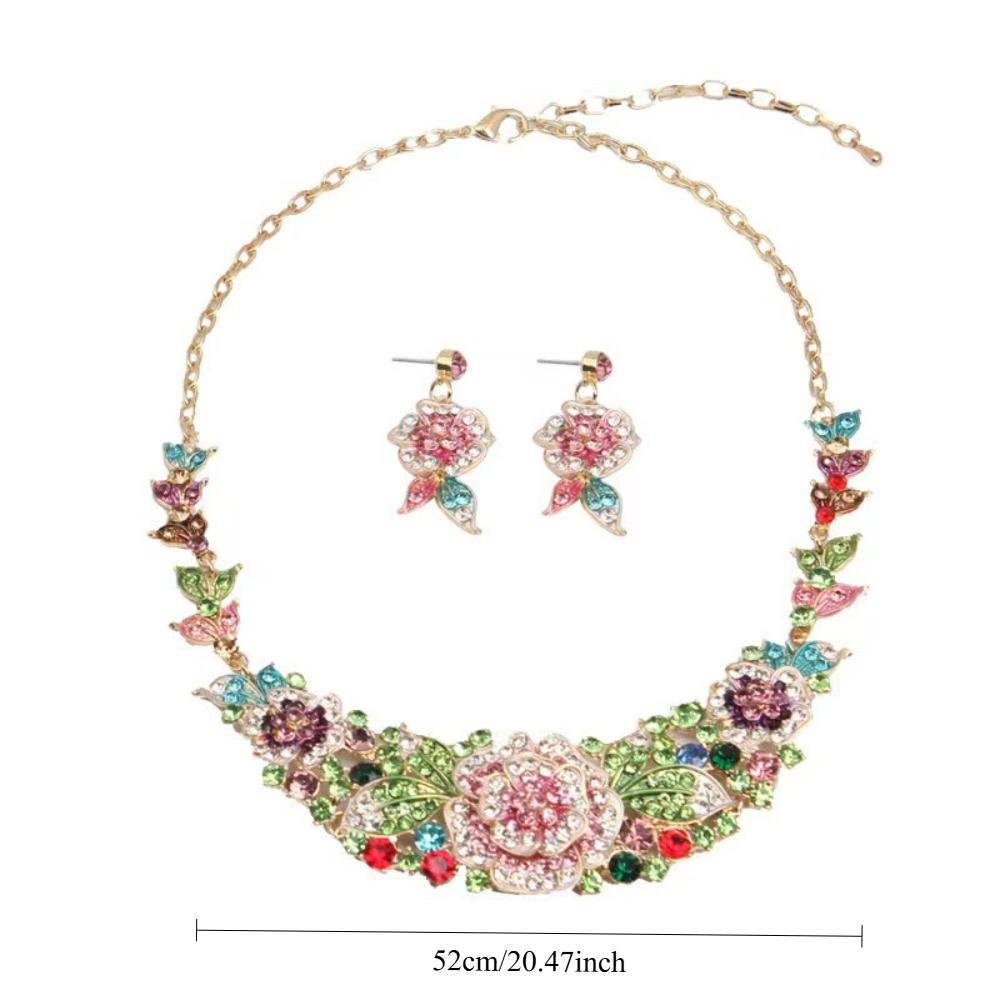European and American bride exaggerated necklace collarbone chain short women's decorative necklace flower jewelry set