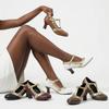 Women T-Strap Pumps  Kitten High Heels Cutout PU Shoes Small Oversize Plu Size 32 50
