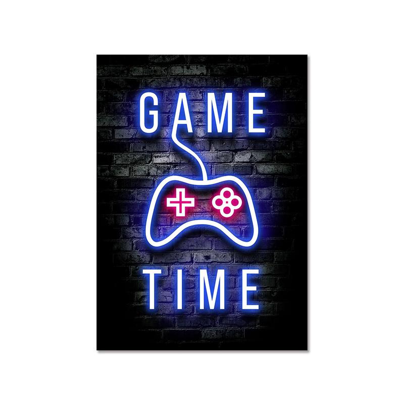 Mode Retro Spielzimmer Neon Poster und Drucke Moderne Leinwand Malerei Wand Kunst Bild für Gamer Junge Schlafzimmer Dekoration