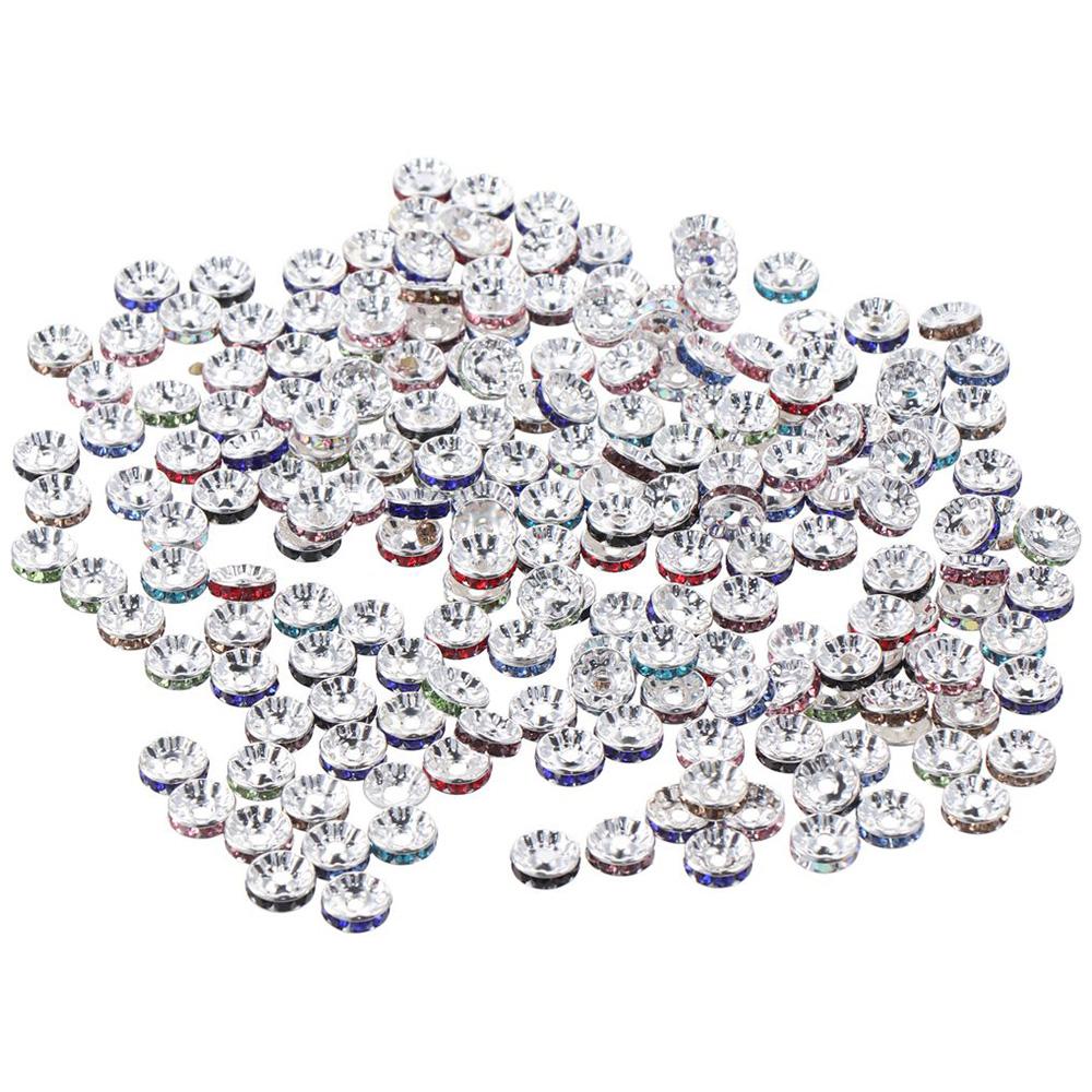 

200 шт. разноцветные бусины-разделители с покрытием Rondelle, бусины со стразами, бусины-разделители, ожерелья