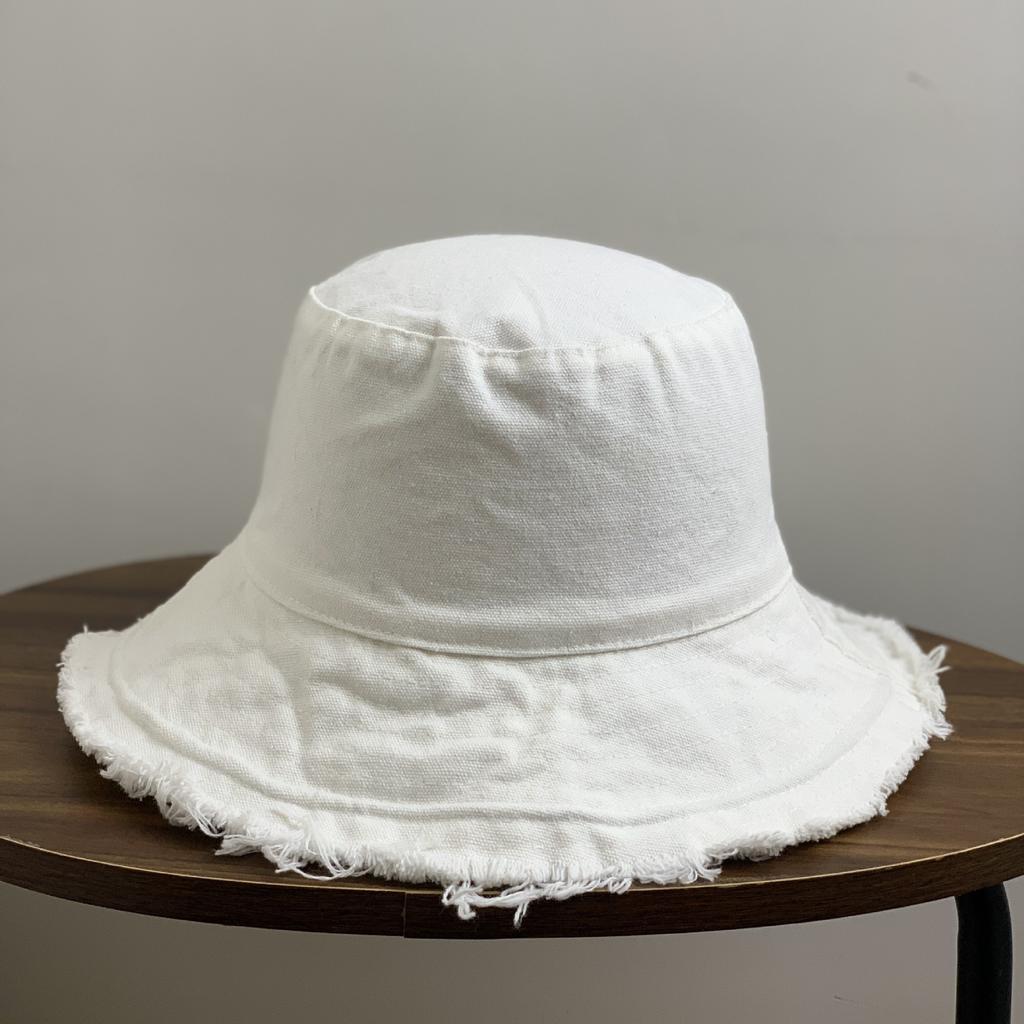 Cappello a secchiello in cotone con frange  Morbido cappello da pescatore  Forma in filo di alluminio Lavabile in acqua  Cappello a secchiello tinta unita da donna per tutte le stagioni