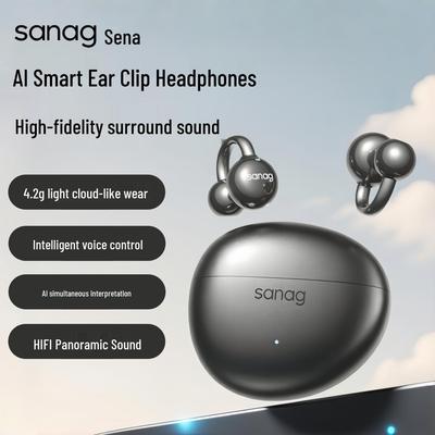 Sanag S7S Bluetooth Ear Clip Earphones with AI Translation and Air Conduction for 2025 Sports - Open, Not In-Ear Design