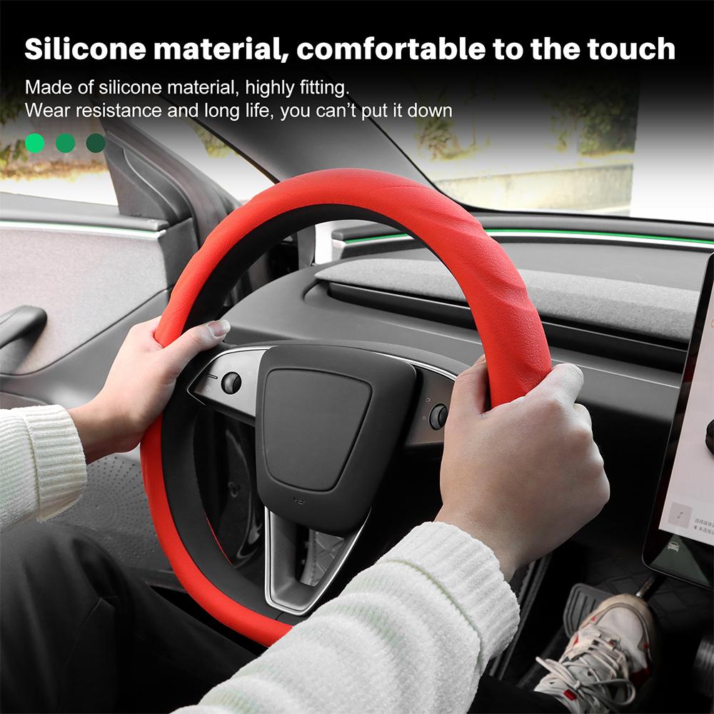 Silicone Car Steering Wheel Cover For Tesla Model 3 Highland 2025 Model Y Juniper 2025 Booster Anti-skid Protect Interior Trim