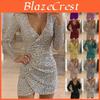Elegant Women Sequin Christmas Bodycon Dress For Evening Parties And Events