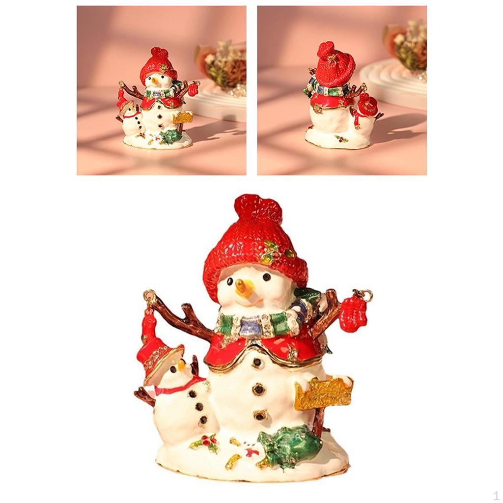 Christmas Ornament Trinket Box Jewelry Hand Painted Decorative with Hingd Rings Holder
