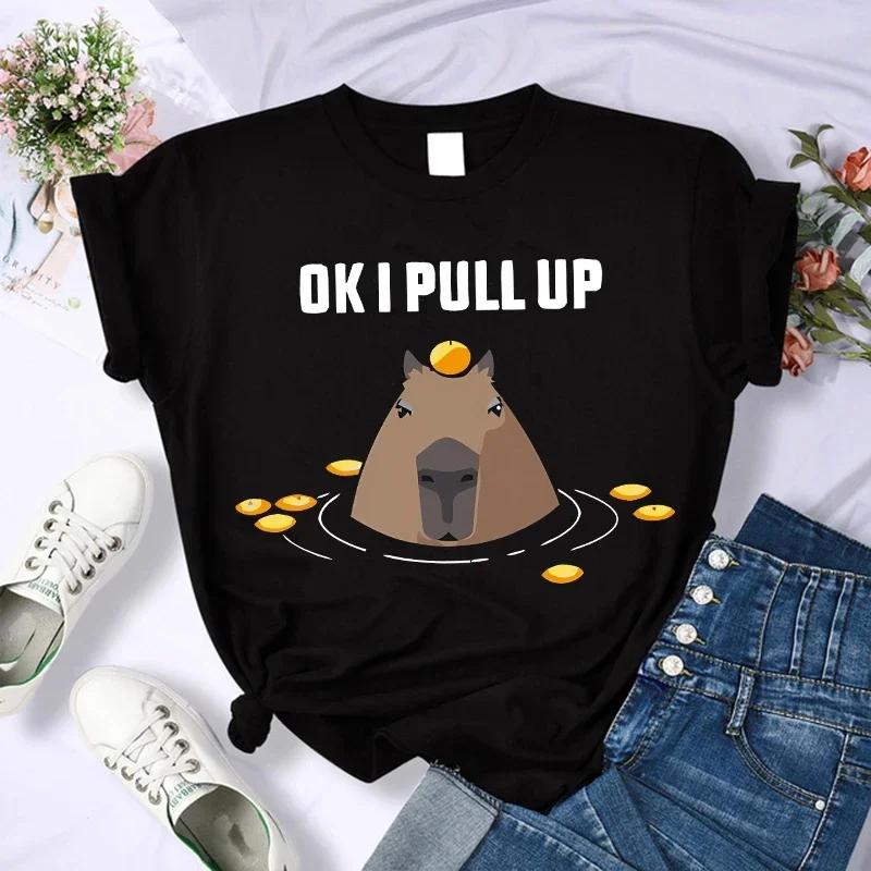 Cute Capybara Clothing T-Shirt Women Vintage Cartoon T Shirt Female Casual Anime Top Tees T Shirt Manga Women Graphic Tee Tops