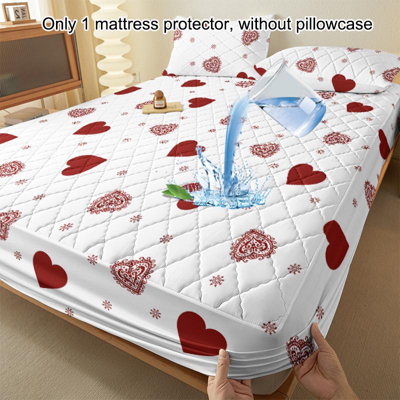 

1 Simple Modern Heart Geometry Oblique Case Waterproof Fitted Sheet,bedroom Printed Bed Cover,bedding(excluding Pillowcase) 99x190cm
