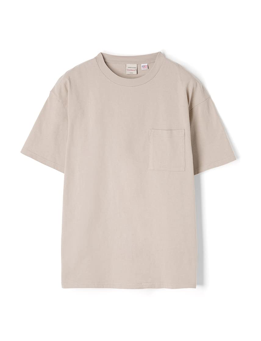 

Футболка мужская с коротким рукавом, круглым вырезом и карманом, большая, тяжелая, из американского хлопка, тяжелая [Good Wear], 7,6 унций (М, Грейге)