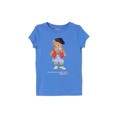 Polo T-Shirt Round Neck Fitted Cartoon Pattern Short Sleeve Kids Tops Blue 313934974-001